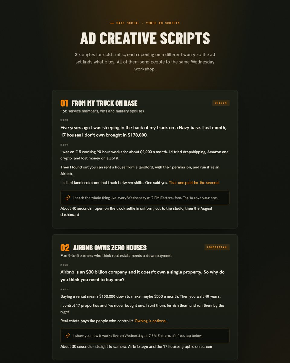 Ad creative scripts preview